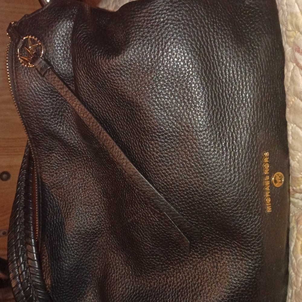 Michael Kors Black Pebbled Leather Toiletry Bag And Wallet That Matches